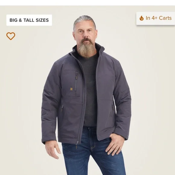 Ariat Men’s Rebar DriTEK DuraStretch Insulated Jacket Black #10041502 Size XL